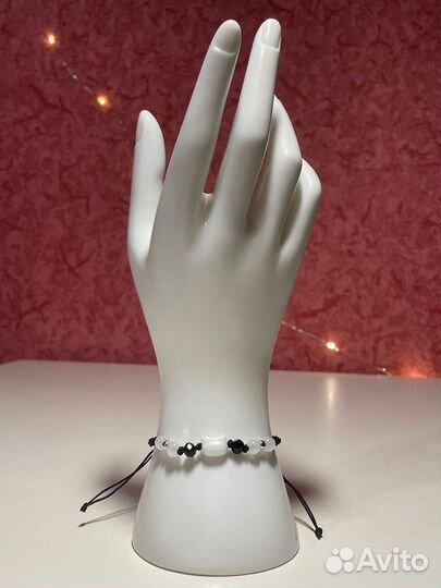 Парные браслеты с бусиной кошки