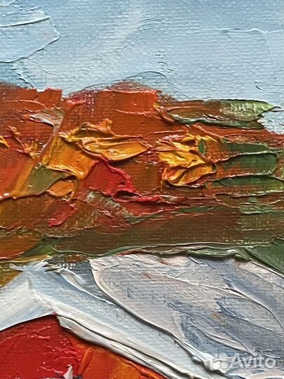 Картина маслом на холсте Пейзаж с домиком