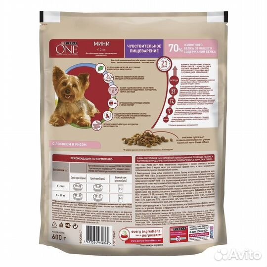 Корм purina ONE для взрослых собак мелких пород с