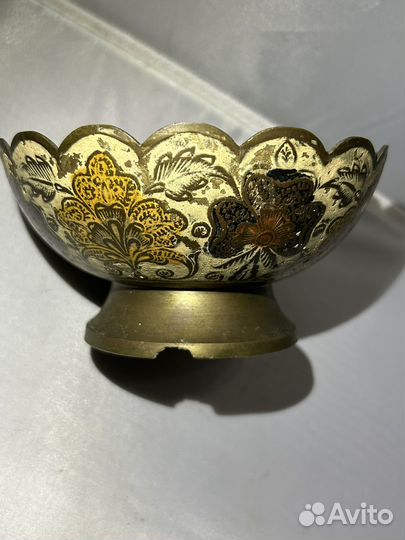 Винтажная конфетница латунь, дефект