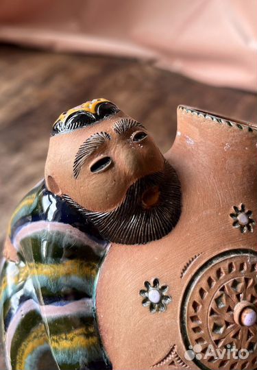 Глиняная ваза ручной работы. Винтажная ваза