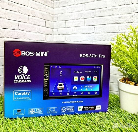 Магнитола 7 дюймов 2/32 гб bos mini 8701 арт636