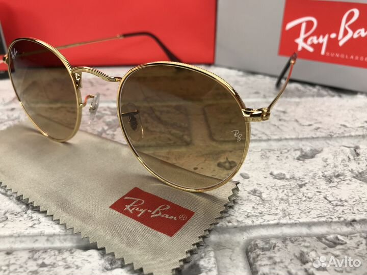 Солнцезащитные очки ray ban round metal коричневые