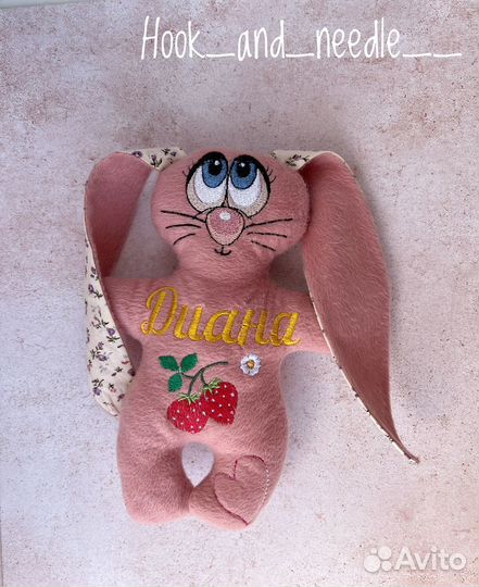 Именной зайка с вышивкой