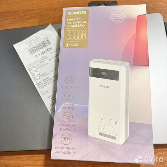 Powerbank romoss Sense 8PF 30000mAh PD 3A белый