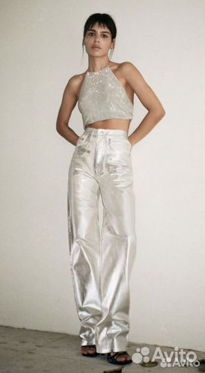 Джинсы zara металлик