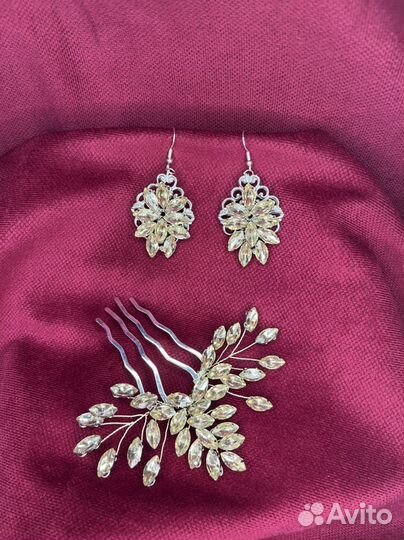 Диадема, гребень,сережки ручной работы