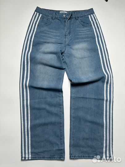 Широкие джинсы Yorisport Adidas Balenciaga y2k