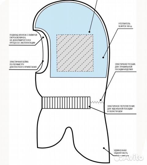 Шапка шлем для мальчика 52 54
