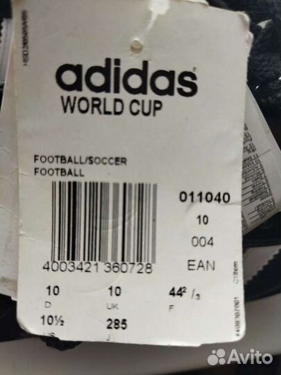 Бутсы adidas World Cup 10 1/2us