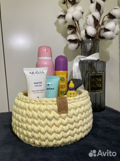 Корзина из трикотажной пряжи подарок 8 марта