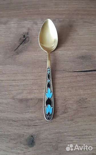 Ложка серебро 875 эмаль СССР