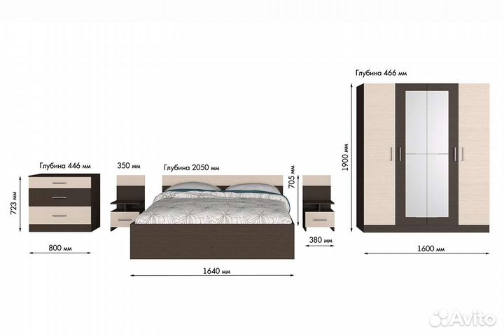 Комплект спальни Леси