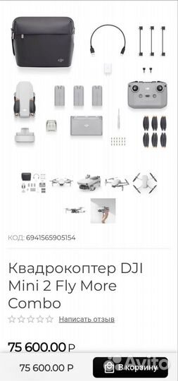 Квадрокоптер dji mini 2 fly more combo