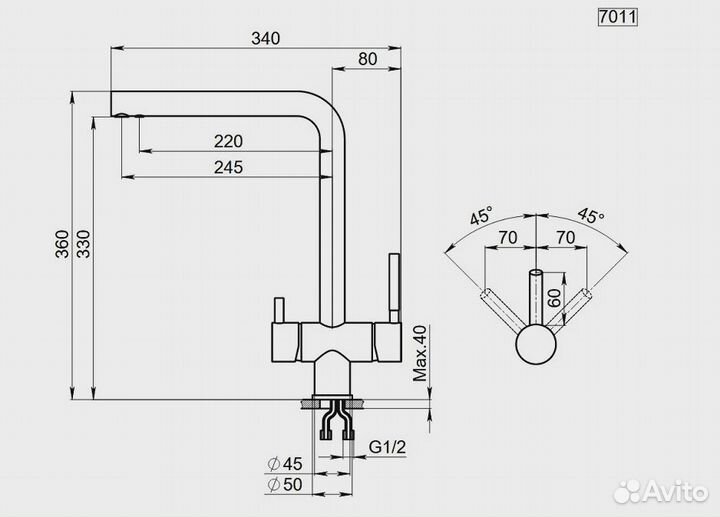 Смеситель для кухни granula (7011, графит матовый)