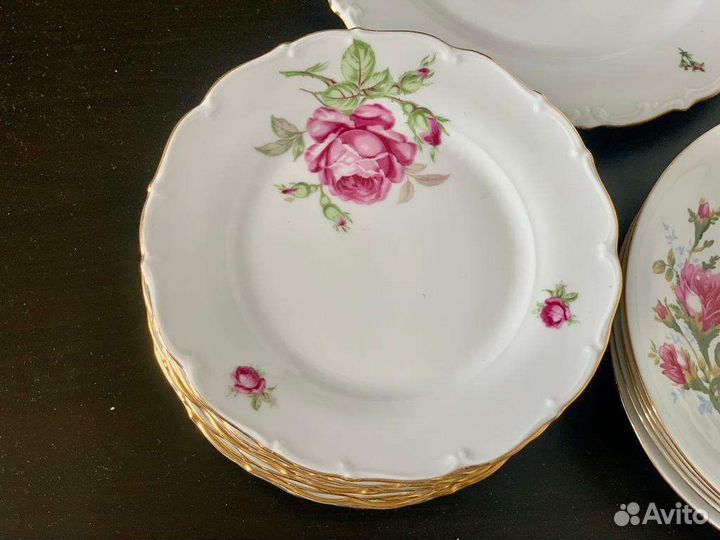 Тарелки роза и блюда ГДР Чехия