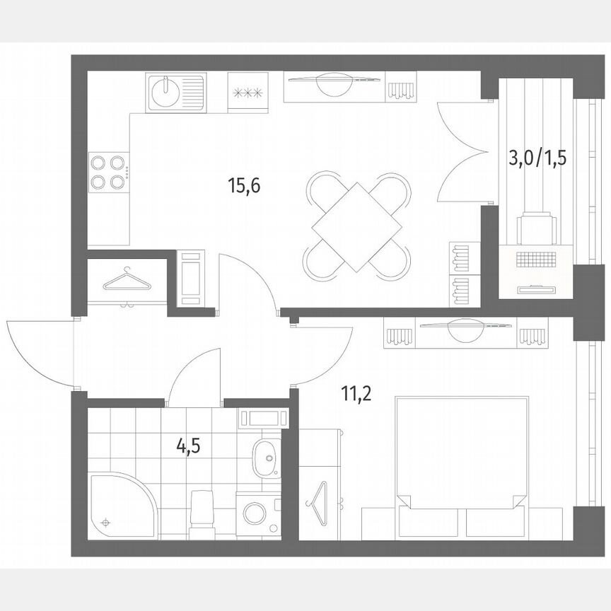 1-к. квартира, 36,6 м², 2/9 эт.