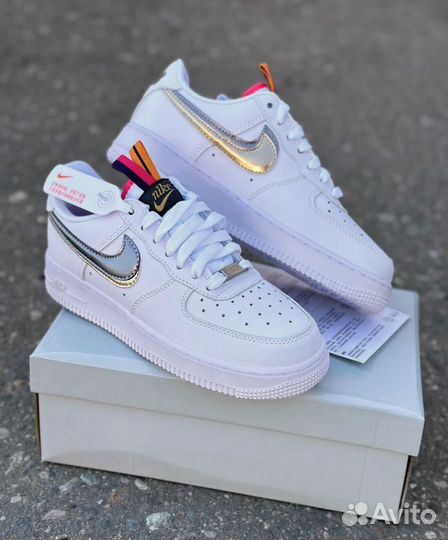 Кроссовки Nike air force 1 белые кожаные