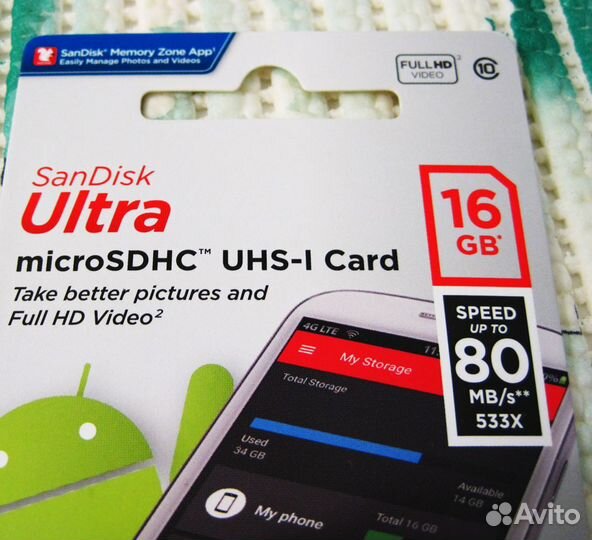 Карты памяти SanDisk Ultra Android MicroSD