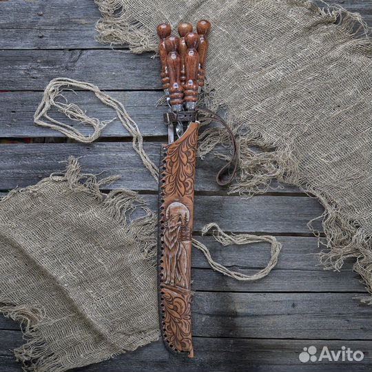 Шампура в кожаном чехле