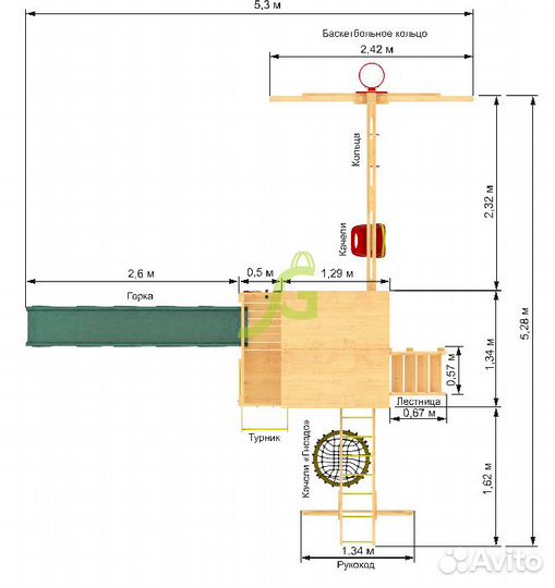 Детская деревянная площадка для дома и дачи