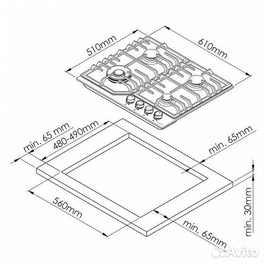 Газовая варочная панель history HGE 640C FIX