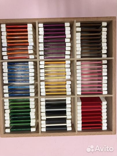 Монтессори. Цветные таблички, ящик 9 отделений