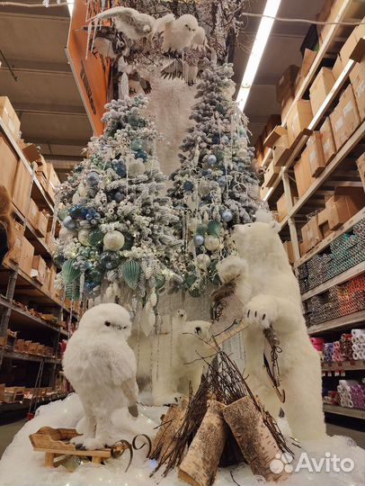 Новогоднее оформление елки и витрин, входных групп