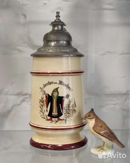 Немецкая пивная кружка, с картиной на донце