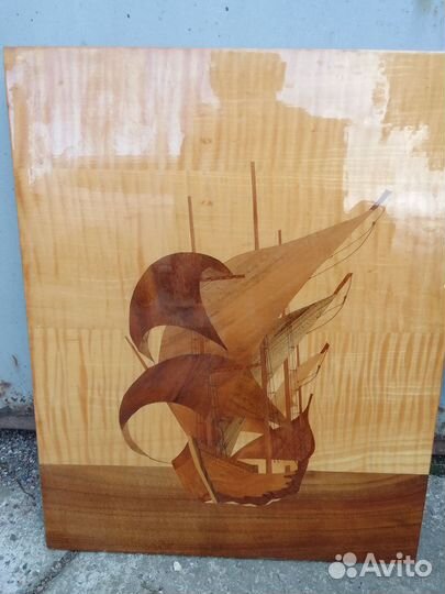 Панно из дерева Парусник СССР