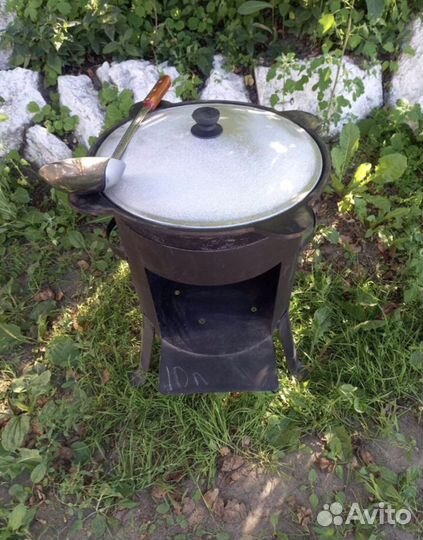 Казан чyгунный 10 литрoв с печью