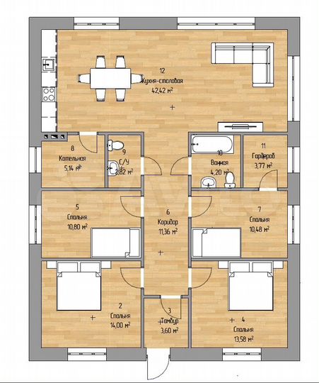 Дом 125 м² на участке 8 сот.
