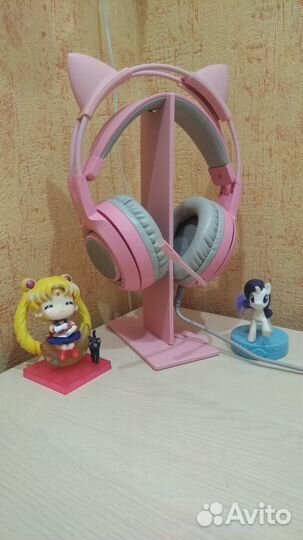 Розовые игровые наушники Somic G951S + подставка