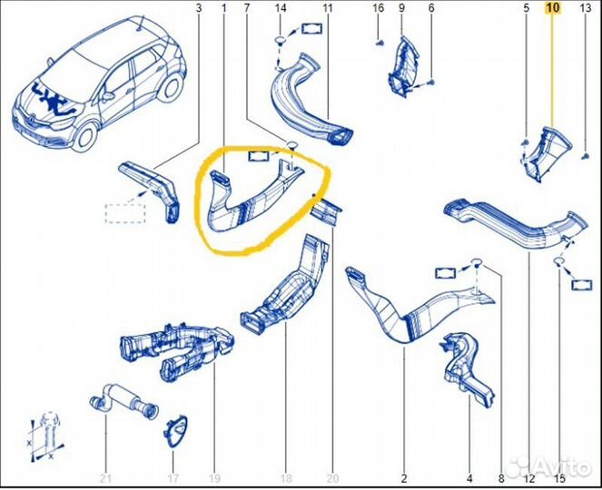 Воздуховод правый Renault Kaptur F4RE410C127012