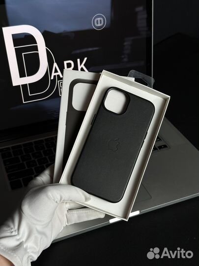 Чехол iPhone 14 MagSafe Кожаный черный