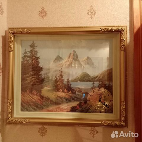 Картина с Часами в стекле Пейзаж