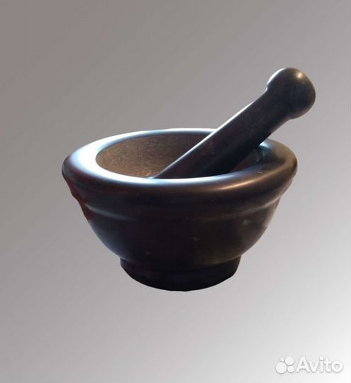 Ступка с пестиком черный камень