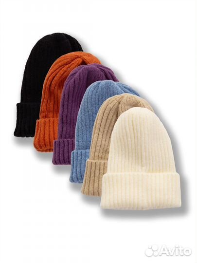 Двойная теплая шапка мелкой вязки Оптом h-2038