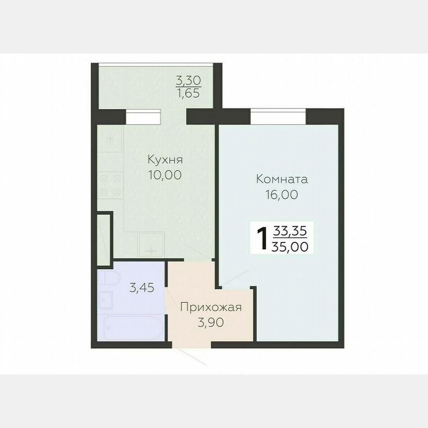 1-к. квартира, 35 м², 15/15 эт.