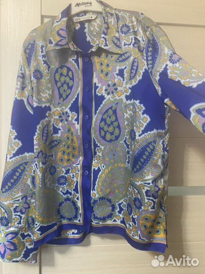 Блузка рубашка женская zara р.44 m