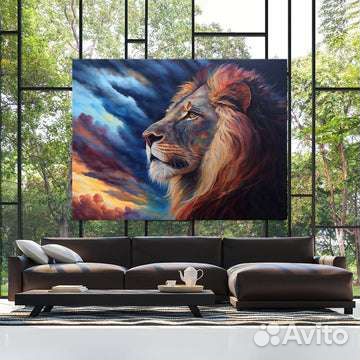 Картина маслом на холсте Лев Царь зверей