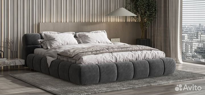 Кровать boss dream 180 велюр Monolit серый