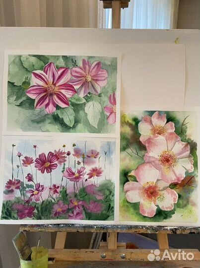 Картины акварель цветы