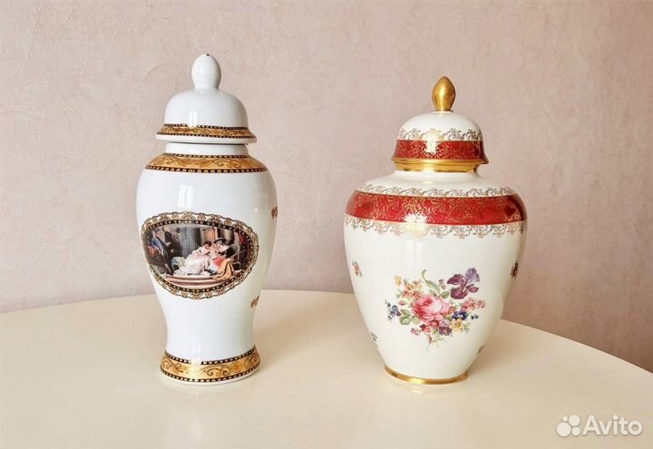 Большая ваза с крышкой винтаж фарфор Европа