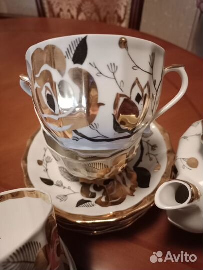 Чайный сервиз.Вербилки. Золотая роза