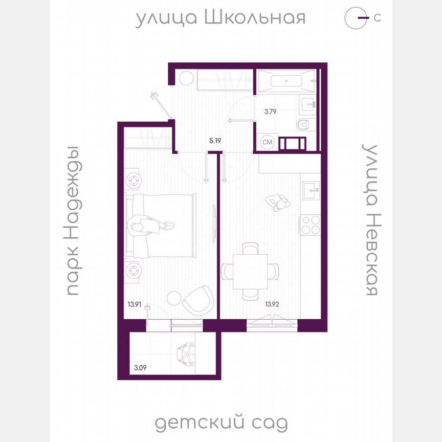 1-к. квартира, 37,7 м², 3/5 эт.