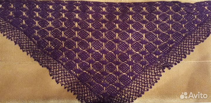 Шаль Ажурная Фиолетовая с люрексом. Ручная работа
