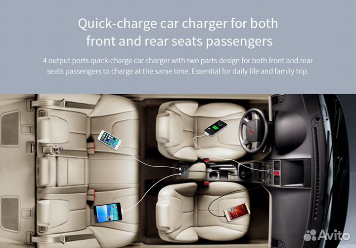 Nillkin PowerShare Car Charger 3 USB + Type-C 57W