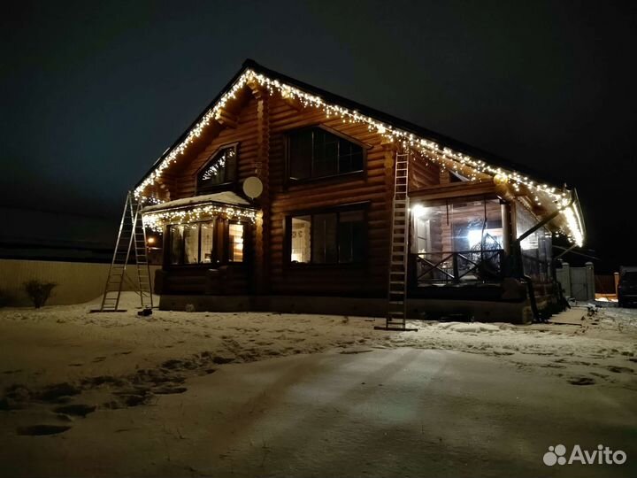 Демонтаж, монтаж, гирлянд, гибкий неон