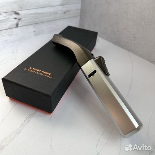 Большая турбо-зажигалка (Сверхмощная, Серебро )